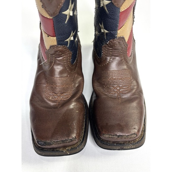 Durango Western Boots Kids 12M Brown America USA Flag Cowboy BT245 - Picture 3 of 16